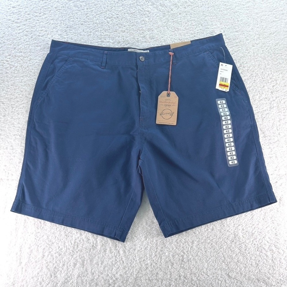 Weatherproof Vintage Mens Navy Blue Flat Front Chino Shorts 42W x 9L NWT